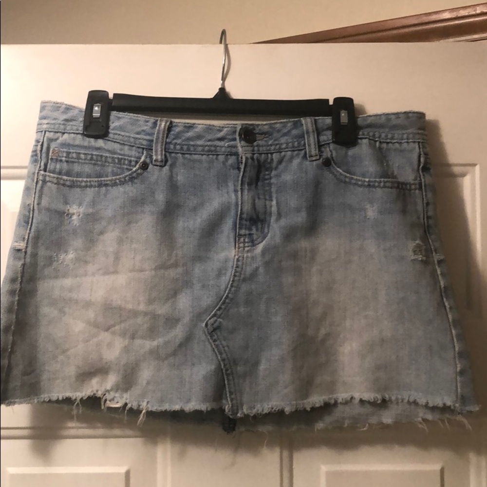 Revolt light wash distressed jean skirt